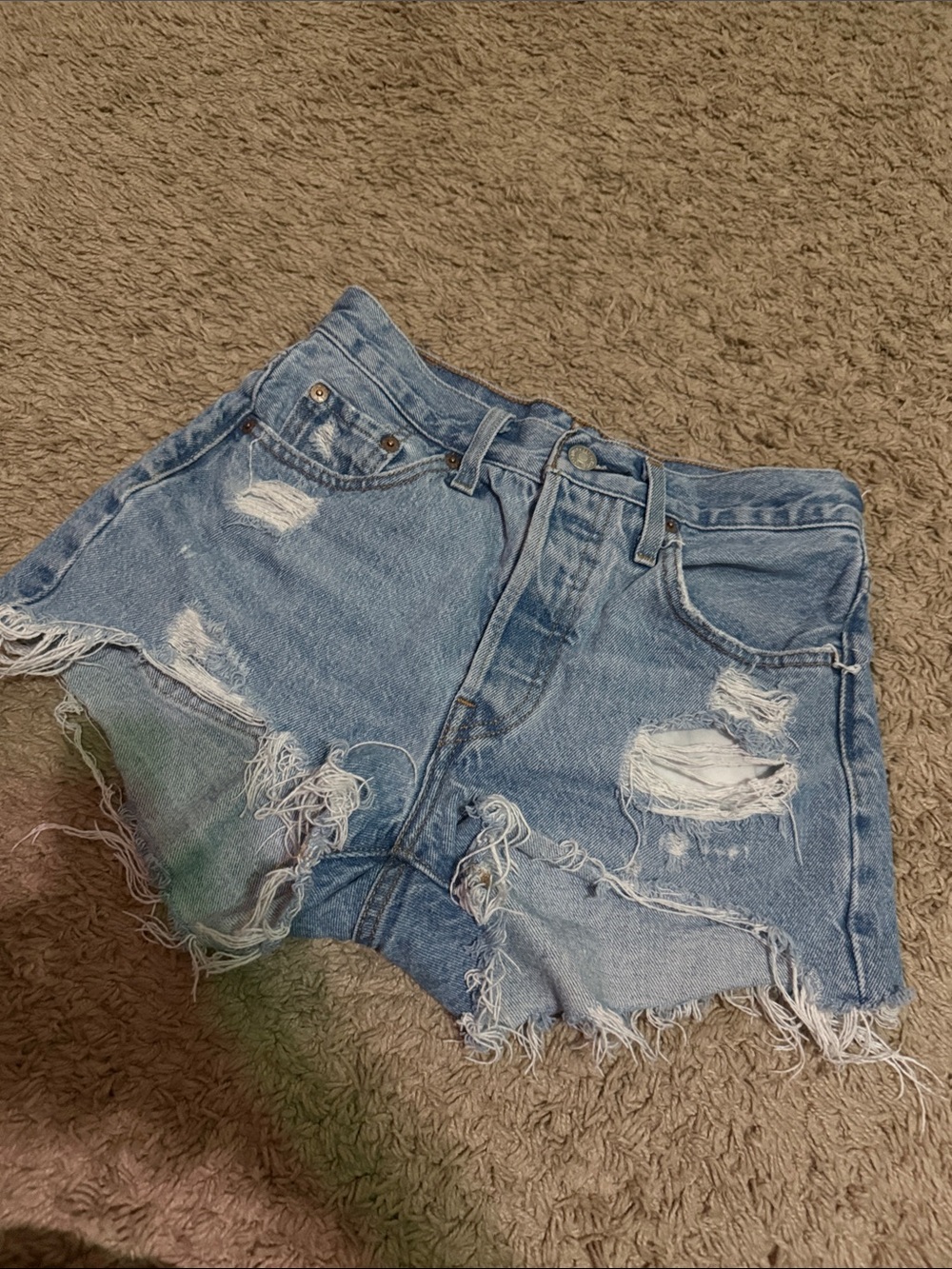 Levi's Light Blue Distressed Cutoff Denim Shorts